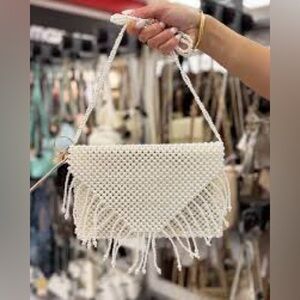 Bouffants and Broken Hearts White Beaded Purse